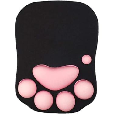Imagem de Mouse pad fofo macio gato pata mouse pad suporte conforto silicone espuma memória gaming mousepad (preto rosa)