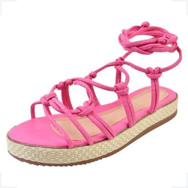 Imagem de Sandalia Feminina Amarraçao Plataforma Pink  - VALICIA, Rosa, 35