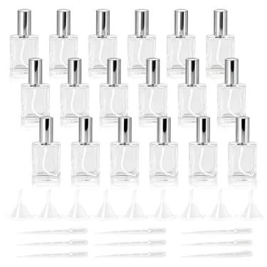 Imagem de Pacote com 18 frascos de spray atomizador de névoa fina de vidro transparente, frasco de perfume vazio de 15 ml, frascos de fragrância com conta-gotas e funis, para mulheres e trabalhadores de