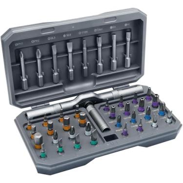 Imagem de Uenhoy Conjunto de chaves de fenda magnética 42 em 1, conjunto de chaves de fenda catraca com alça catraca destacável, kit de ferramentas de reparo de precisão para conserto de móveis, computador