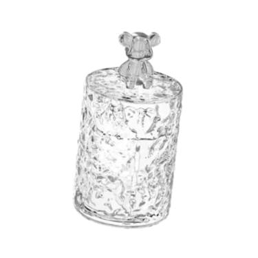 Imagem de Ｂｅｓｇａ Porta-palitos, porta-cotonetes, organizador, fofo, decorativo, recipiente, transparente, com tampa para escritório, casa e banheiro, Redondo