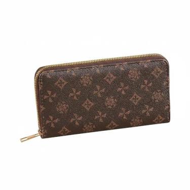 Imagem de Carteira feminina moderna longa com zíper duplo organizador de grande capacidade com mais de 10 compartimentos para cartões e dinheiro, Cor 3, OneSize, Tendência