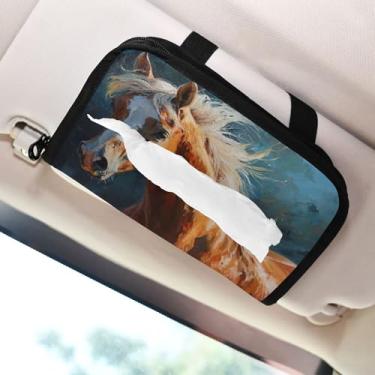 Imagem de SEHANY Suporte de lenços de carro Majestic Horse, caixa de lenços para carro, viseira solar, porta-guardanapos retangular, dispensador de máscara de carro, caixa de lenços de papel para automóveis