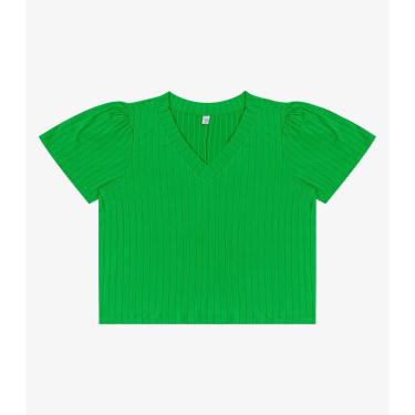 Imagem de Blusa Canelada Plus Infinita Cor Verde-Feminino