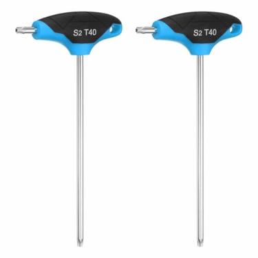Imagem de HARFINGTON 2 chaves Torx com cabo em T T45 S2 chave em T de extremidade dupla de aço chave de fenda Torx chave sextavada ferramenta para manutenção doméstica automotiva, azul e preto