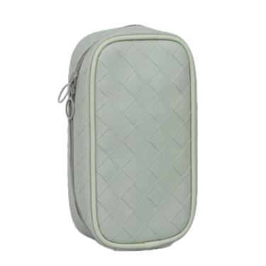 Imagem de Estojo de lápis de couro sintético com textura, papelaria de grande capacidade