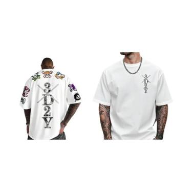 Imagem de Camiseta Masculina Oversized Com Estampa De Esqueleto De Anime, Manga 