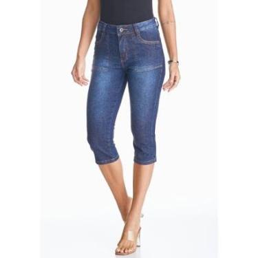 Imagem de Calça Jeans Capri Feminina HNO Skinny Elastano Azul-Feminino