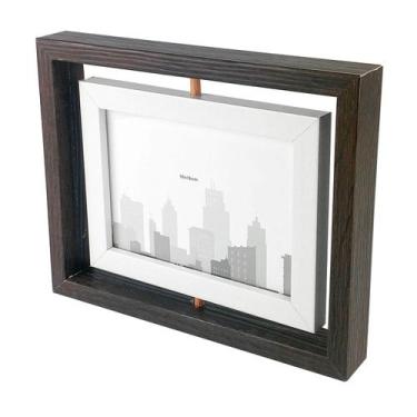 Imagem de Porta Retrato 10x15cm Dupla Face Giratório 360 Graus 6056 Cor:Marrom -