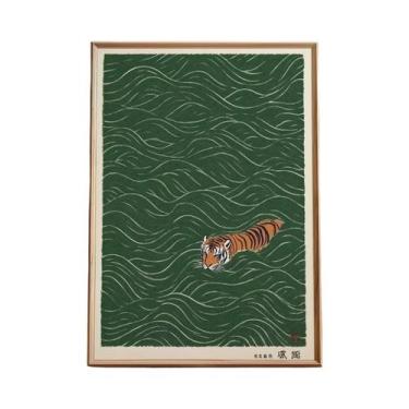 Imagem de Pôster De Música Vintage Com Gato Tigre, Arte Retro De Toca-discos, De