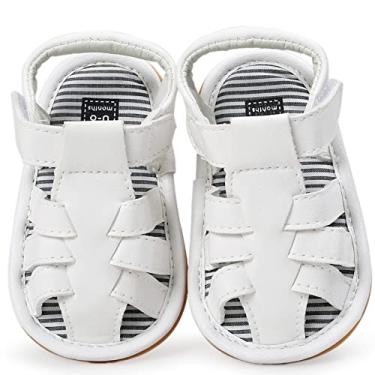 Imagem de Sandálias infantis de verão para meninos e meninas com sola de borracha antiderrapante, A-white, 4
