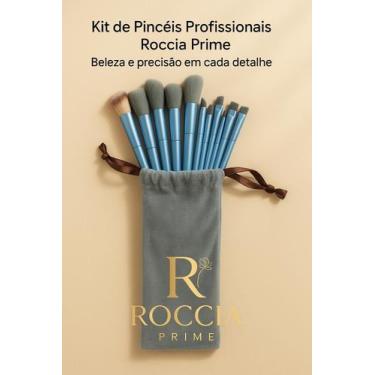 Imagem de Pincel Maquiagem Kit 13 Peças Com Estojo cor:azul - Roccia Prime