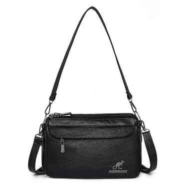 Imagem de CHENXIAOHONG Bolsa feminina PU elegante de ombro e transversal para uso diário – Moda casual e versátil para mulheres(Preto)