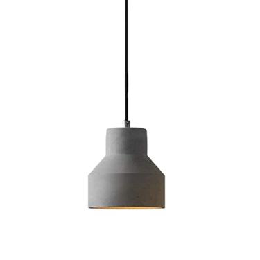 Imagem de Abajur pendente com acabamento cinza | Luminária pendente minimalista de cimento com 1 lâmpada | Luminária de teto embutida industrial vintage para bar, loft e clube