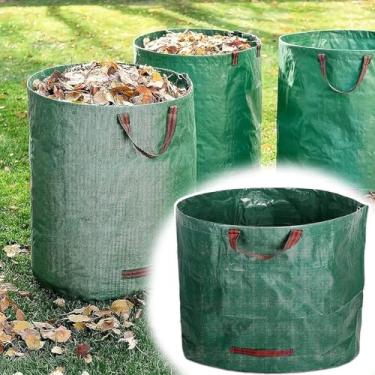 Imagem de Saco de lixo reutilizável para quintal, sacos de jardim de folhas com alças de transporte reforçadas, saco de lixo de jardim resistente, sacos de lixo para reciclagem de resíduos e folhas de grama (60
