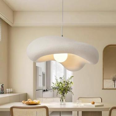 Imagem de Luminária pendente Wabi-sabi E27, estilo nórdico moderno, com cúpula em imitação de pedra, lustre criativo em formato de flor para quarto, sala de estar, sala de jantar e cozinha (marrom, 60