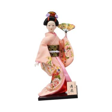 Imagem de Wswqop Boneca Gueixa Japonesa de Quimono de 30 Cm, Estátua Tradicional, Decoração de Mesa, Artesanato para Escritório, Estatueta Kabuki Asiática para Casa de, ROSA, Tamanho real