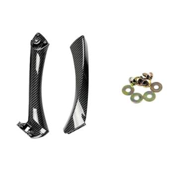 Imagem de Compatível com bmw e90 e91/bmw 3-series painel maçaneta da porta interna do carro sedan puxar guarnição capa 51417230850 51419150335 51419150340(Carbon Fiber-S-Left)
