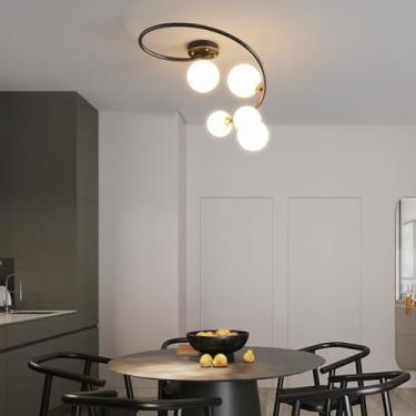 Imagem de Luminária de teto moderna e criativa, semi-embutida, com 7 lâmpadas, estilo lustre, para sala de estar, quarto, sala de jantar, cozinha e escritório (Tamanho: 5 polegadas).