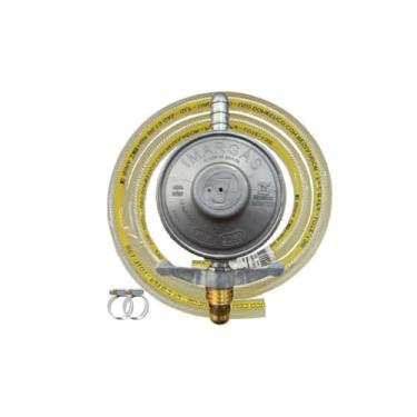 Imagem de Registro Regulador de Gás para Botijão + Mangueira 1,25m – Kit Completo para Fogão, Churrasqueira ou Camping, com Vedação Segura