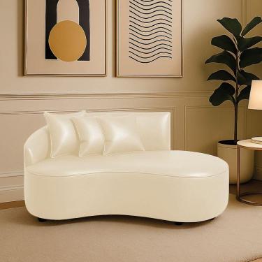 Imagem de Sofá 2 Lugares Orgânico 140 Cm Morgan Sintético Pu Bege D03 - D`rossi