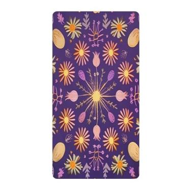 Imagem de Blueangle Lençol de berço padrão para berço infantil - Lençóis de algodão macio e respirável com mandala amarela gradiente (357)