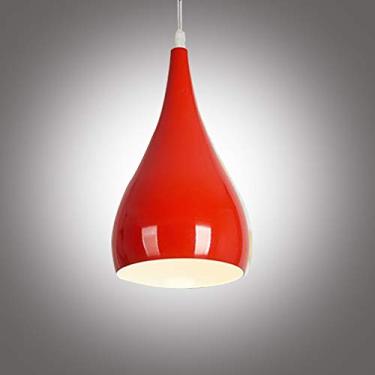 Imagem de Lustre moderno para sala de jantar com base E27, estilo vintage, com cúpula, ideal para iluminação de teto em salas de jantar, bares, clubes, restaurantes e corredores de entrada (vermelho).