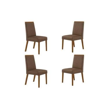 Imagem de Cadeira de Cozinha Dakota Kit 4 Un Madeira Capuccino/Corano Capuccino - Rufato