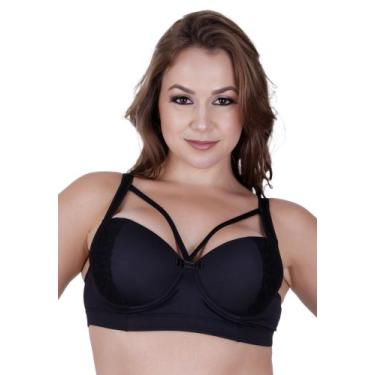 Imagem de Sutiã Plus Size Reforçado Tiras Sustentação - c9 SUTIÃ STRAPPY, Preto,