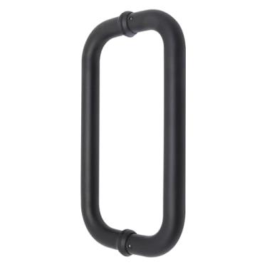 Imagem de YuGtcen Maçaneta de porta de chuveiro de 20 cm, puxador de porta de vidro de chuveiro dupla face de aço inoxidável 304 para banheiros de hotel e casa (preto fosco)