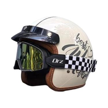 Imagem de Capacete De Motocicleta Vintage Certificado DOT 3/4 Jet Mask ORZ-058C,