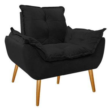 Imagem de Poltrona Opala Palito Mel Sintético - Amarena Móveis, Preto