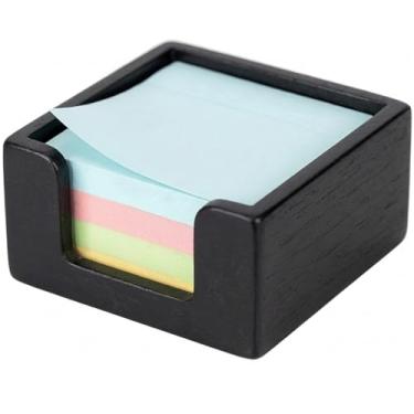 Imagem de Porta-notas adesivas de madeira, dispensador de notas para acessórios de mesa de escritório, suporte de bloco de notas autoadesivo, organizador de dispensador de bloco de notas para escola e