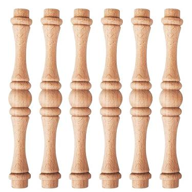 Imagem de TCHOSUZ Pacote com 25 eixos balaústres de madeira inacabados de 15 cm, corrimão de madeira decorativa europeia sem pintura para bricolage, móveis de escadas, trabalhos em madeira, artesanato, melhoria