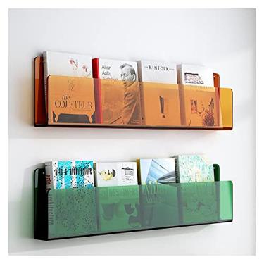 Imagem de Prateleiras flutuantes de acrílico de 2 camadas, suporte de folheto de acrílico, suporte de revista, prateleira de parede para banheiro, prateleiras flutuantes, organizador para escritório, sala de