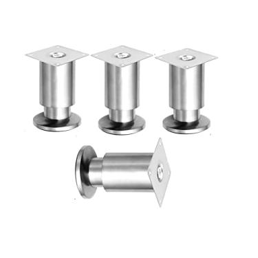 Imagem de JGHITROME Pés de suporte de móveis. 4 peças de perna de armário, perna de mesa de cozinha, para mesas, SOFE, cômoda, cadeira, otomana, banco de TV, altura ajustável de 0 a 10 mm, com parafuso (prata