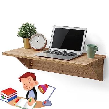 Imagem de Mesa dobrável montada na parede, mesa flutuante para parede, mesa dobrável para lavanderia, mesa de jantar pequena de madeira, para garagem e galpão, escritório em casa/sala de jantar (cor: