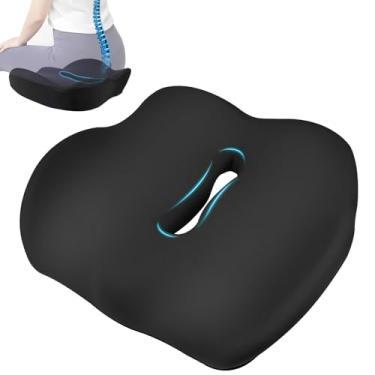 Imagem de Almofada de donut com orifício central alongado suspensórios cóccix e área sensível, almofada de donut para alívio da dor para cóccix, ciática, pós-parto, almofada ergonômica de escritório e assento