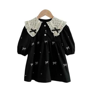 Imagem de Vestido De Princesa Para Meninas De 0 a 6 Anos Com Gola Borboleta E Bo