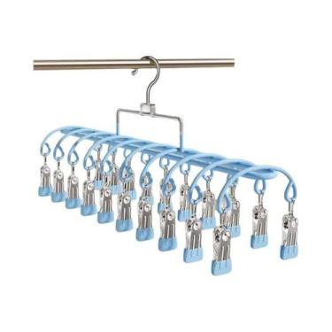 Imagem de Cabide Multiuso De Aço Inoxidável Com 20 Clipes, Antiderrapante E À Pr