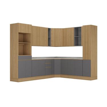 Imagem de Cozinha Completa 13 Peças Com Espaços Para Micro-ondas E Tam Freijó/freijó Brasil/cinza Puro