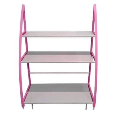 Imagem de Estante Organizador Lavanderia Maquina Lavar 3 Prateleiras Rack Multiuso Banheiro Brinquedos Utilidades Portatil Azul E Rosa