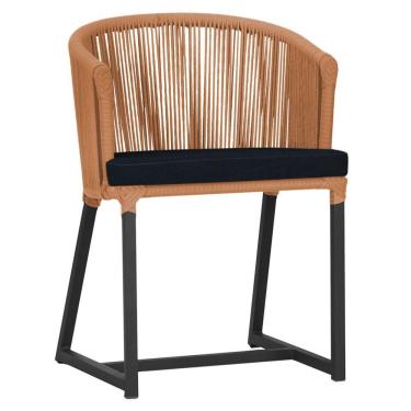 Imagem de Cadeira De Jantar Noronha Alumínio Preta E12 Trama  Terra Cota