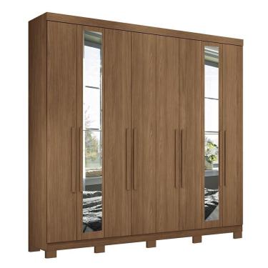 Imagem de Guarda Roupa Casal Master New 8.4 8 Portas Jatobá Com Espelho E Pés - Santos Andirá Jatobá