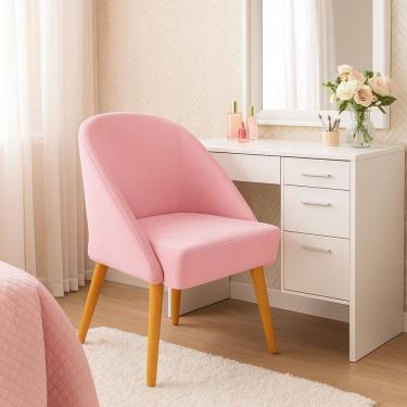 Imagem de Banqueta Poltrona Lua Rosa Para Recepção Atendimento Penteadeira