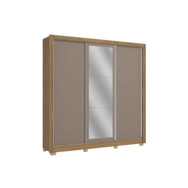 Imagem de Guarda Roupa 3 Portas De Correr (1 C- Espelho) E 2 Gavetas C- Pés Cb07m570  Nogueira-nogueira Ou Fendi - Kappesberg