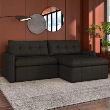 Imagem de Sofá Retrátil 4 Lugares para Sala 264cm Elios Couro Marrom Z55 - Mpozenato