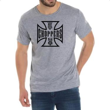 Imagem de Camiseta Cinza West coast chopper cruz vazada, EG