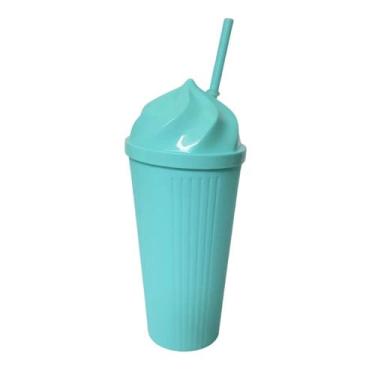 Imagem de Copo Twister Com Tampa Chantilly e Canudo 450ml Azul - Sutt