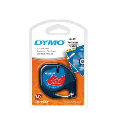 Imagem de Fita Rotulador LetraTag (12mm x 4m) Plástico Preto/Vermelho 91333 – Dymo